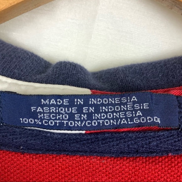 Vintage Tommy Hilfiger Embroidered Red & Blue Rugby Shirt, Size: Large - Picture 5 of 8